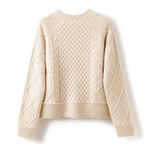 Womens Chunky Cable Knit Cashmere Cardigan With Oversized Buttons